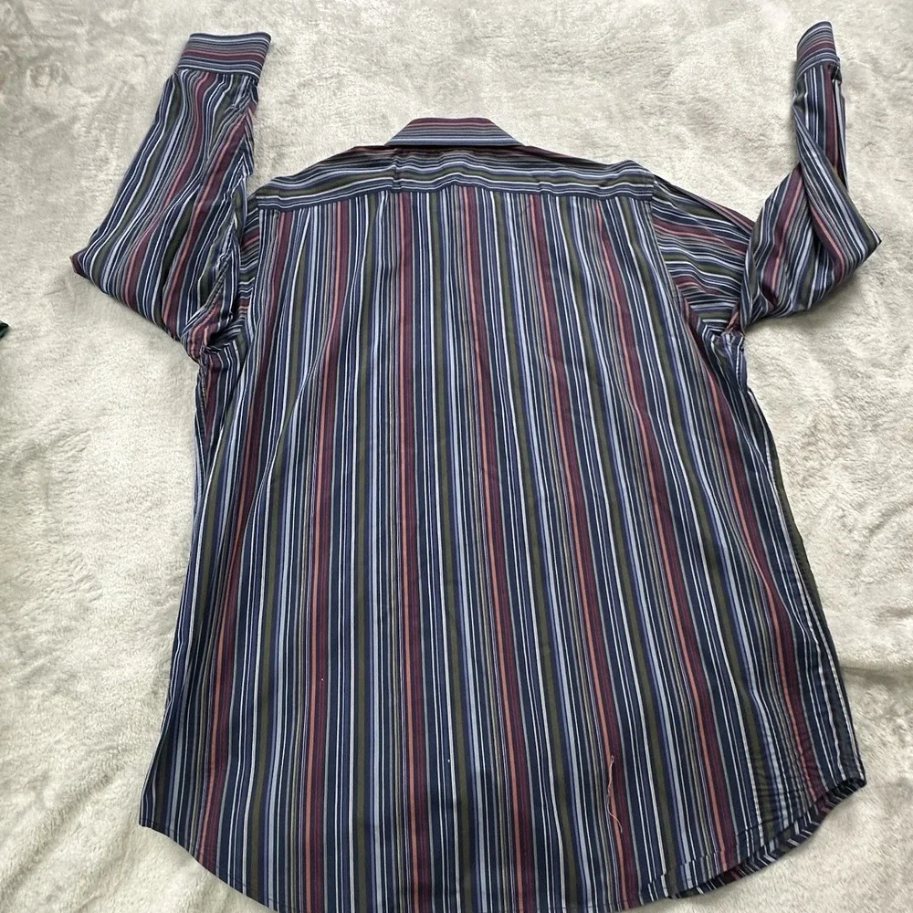 Banana Republic Button-Down Shirt Mens XL Colorful Stripe Blue 100% Cotton Nice!
